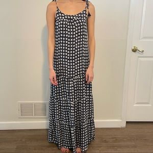 Figue navy and white polka dot maxi dress